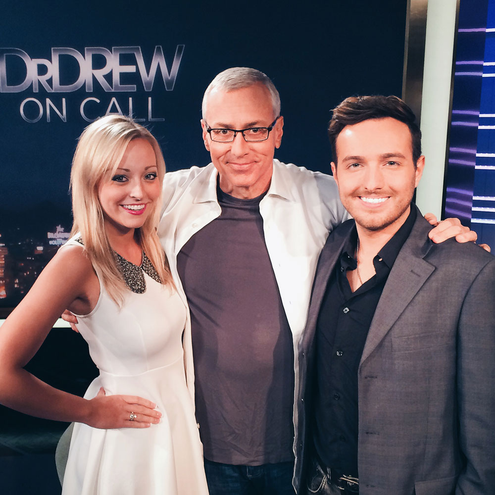 Kaleb Nation with Dr. Drew Pinsky and bfftaylor (Taylor Nation) at the CNN studio in Los Angeles, CA.